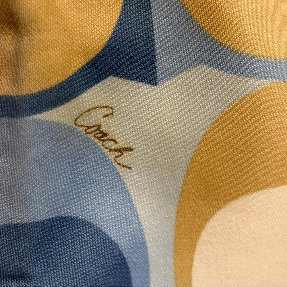 Coach Legacy Scarf Print Satin Signature C Tote 2007 Blue Gold *hangtag added* - Picture 6 of 16